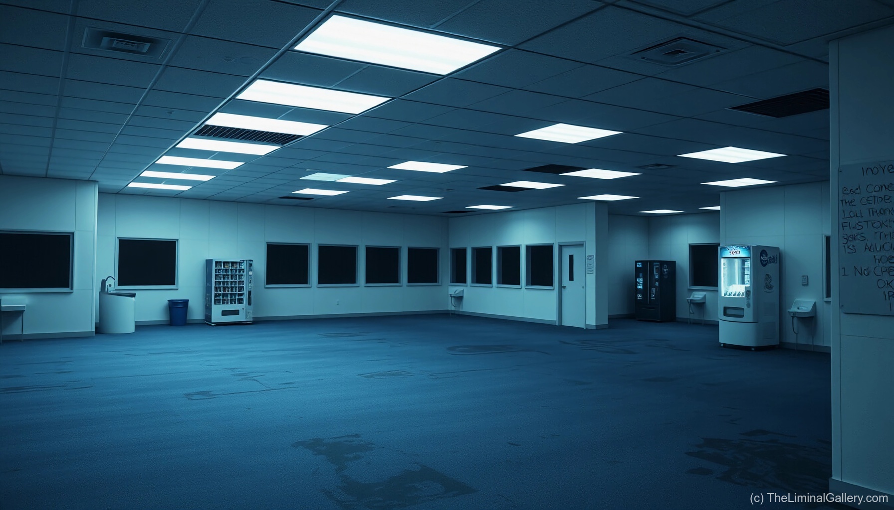 Vacant office spaces in Level 4, Abandoned Office, capture the haunting emptiness of Backrooms liminality.